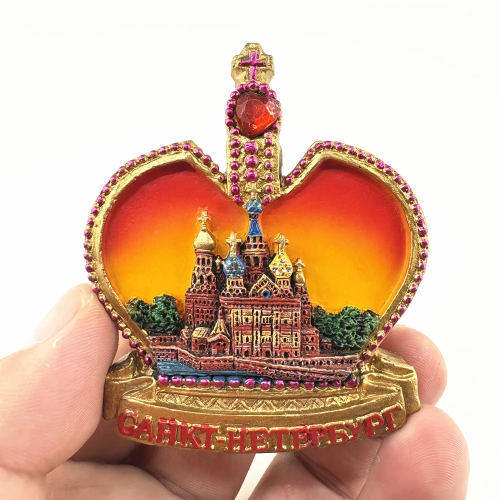 Russia Moscow St. Basil's Cathedral 3D Fridge Magnet, St. Petersburg & Kazan Russian Landmark Travel Souvenir Resin Magnets ﻿