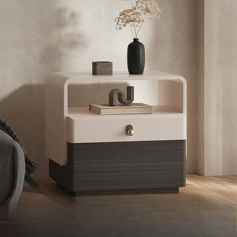 

Italiya White Nightstands Wooden Modern Storage Design Unique Nightstands Space Saving Minimalist Comodini Bedside Cupboard
