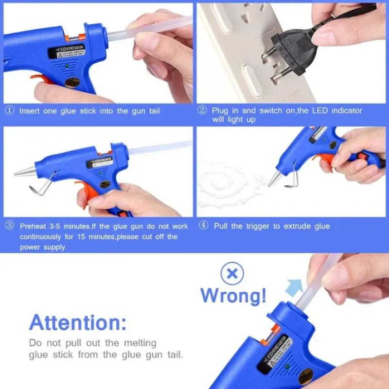 Pistola per colla a caldo da 20W con bastoncini di colla da 7mm Mini strumento termico per la temperatura del calore per uso domestico pistola per