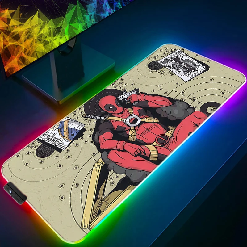 RGB светодиодный коврик для мыши D-deadpool, настольный коврик, игровой коврик в стиле аниме, игровой коврик для мыши, скоростной компьютерный и офисный геймерский шкаф, коврик для клавиатуры