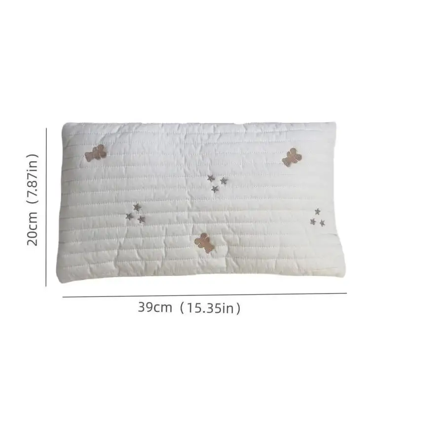1 قطعة وسادة الطفل الأبيض التطريز القطن تنفس وسادة مسطحة الوليد وسادة رياض الأطفال قيلولة وسادة مناسبة للاستخدام اليومي #4