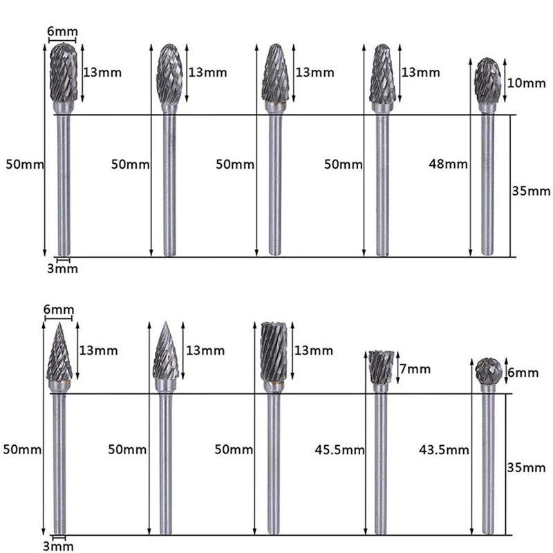 Rotary Carbide Burr Set 1/8\