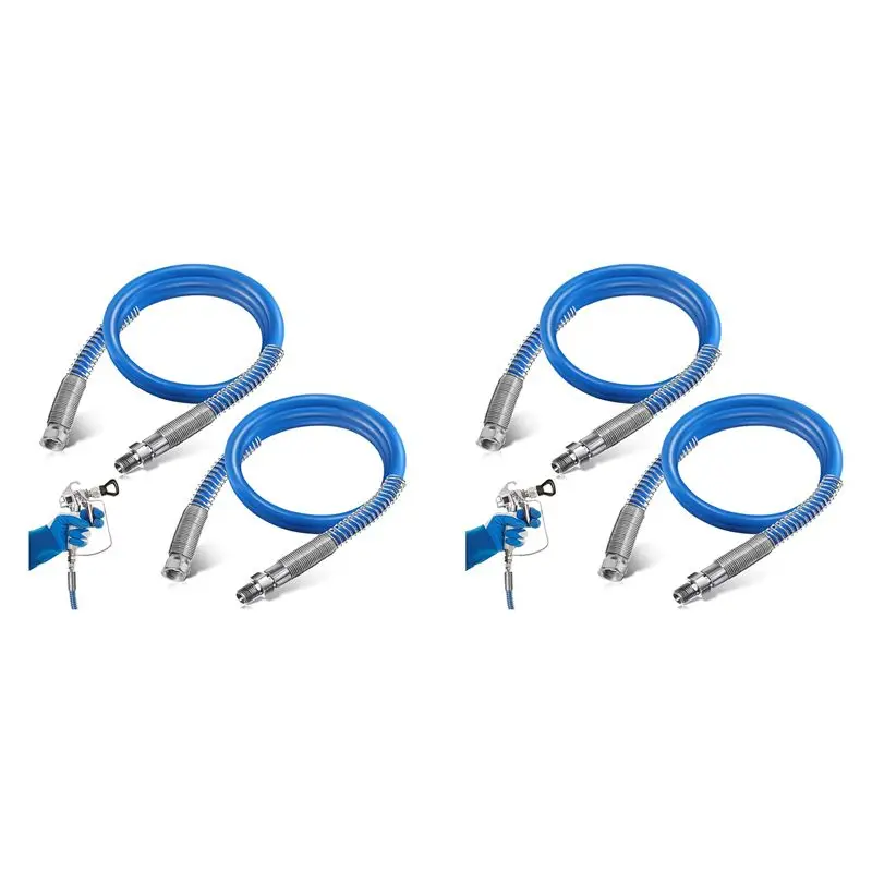 Y42A-4Ft Airless Paint Spray Extension Hose,3/16Inch Pressure Paint Spray Whip Hose,3000PSI Extended Wall Painting Tube 4PCS