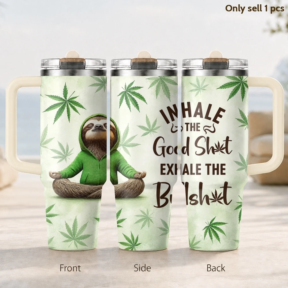 Inhale Good Exhale BS Vacuum Flasks 40oz 3rd Gen Vacuum Insulated Stainless Steel Tumbler Cup With Handle Straw Lid For Gifts