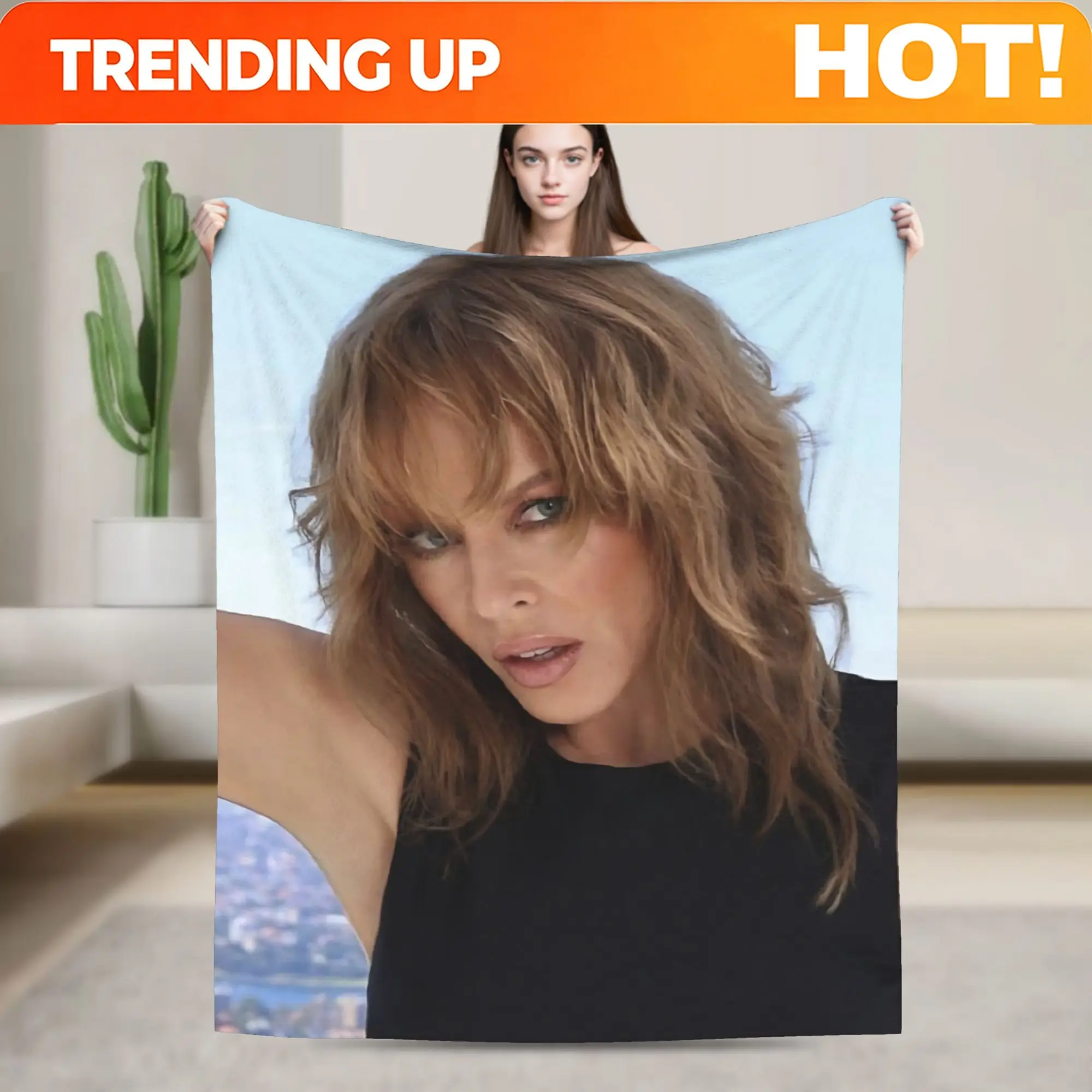 Customization 2025 New Kylie Minogue Red Fashion Theme Flannel Printed Blanket, Providing Warmth For All Your Occasions! Soft En
