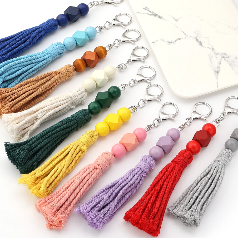 1pcs/bag Handwoven Beaded Tassel keychain Colorful Keychains Blanks Charms Earrings Decorations DIY Craft Jewelry Accessories