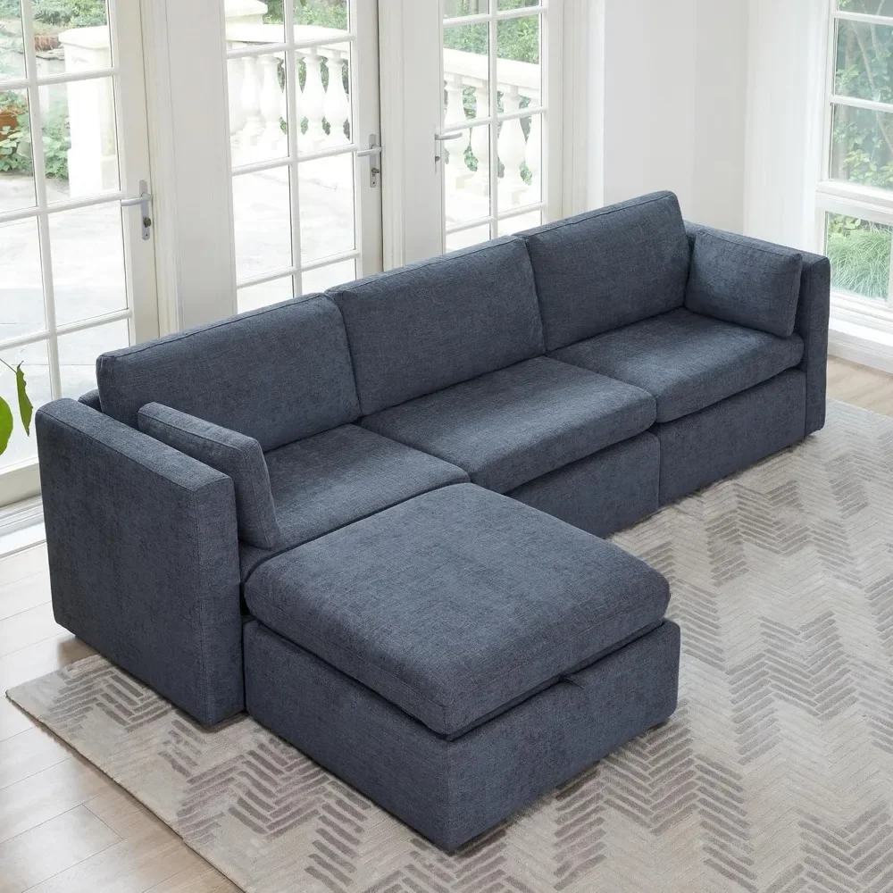 Conjunto de sofá secional modular de grandes dimensões, sofá secional modular com certificação FSC extra grande em forma de L, chaise reversível