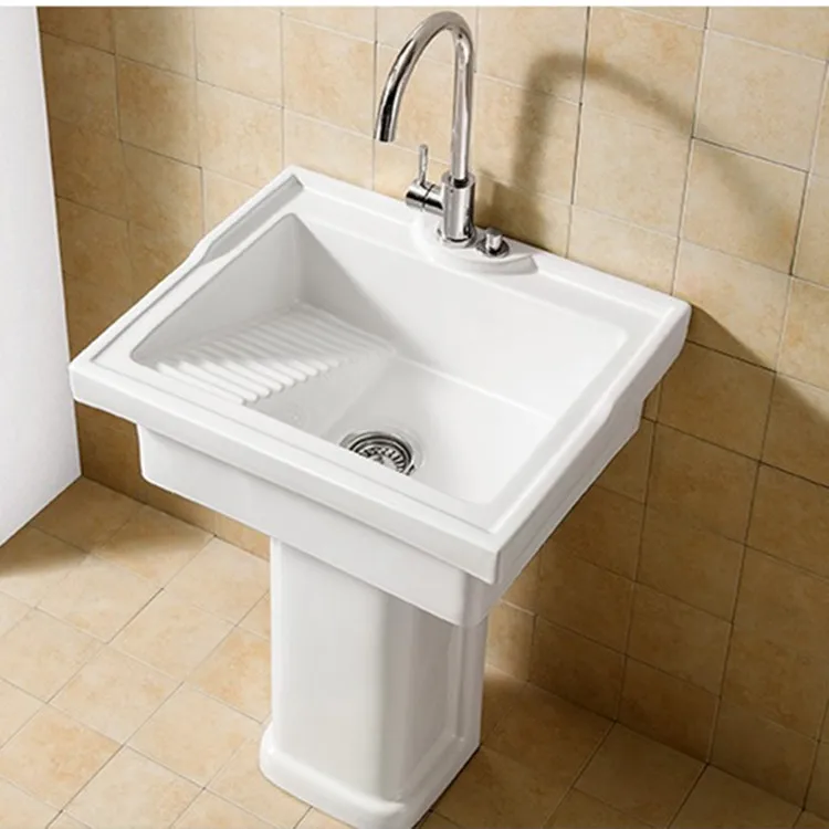 

Ceramic laundry basin with rubbing board, balcony Taiwan-controlled laundry basin, floor-to-ceiling vertical pillar basin laundr