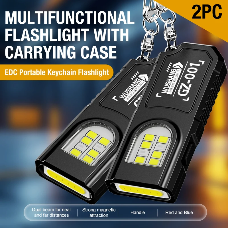 Portable Keychain LED COB Flashlight USB Rechargeable Torch with Pen Clip Powerful Mini Outdoor Working Lantern with Magnetic