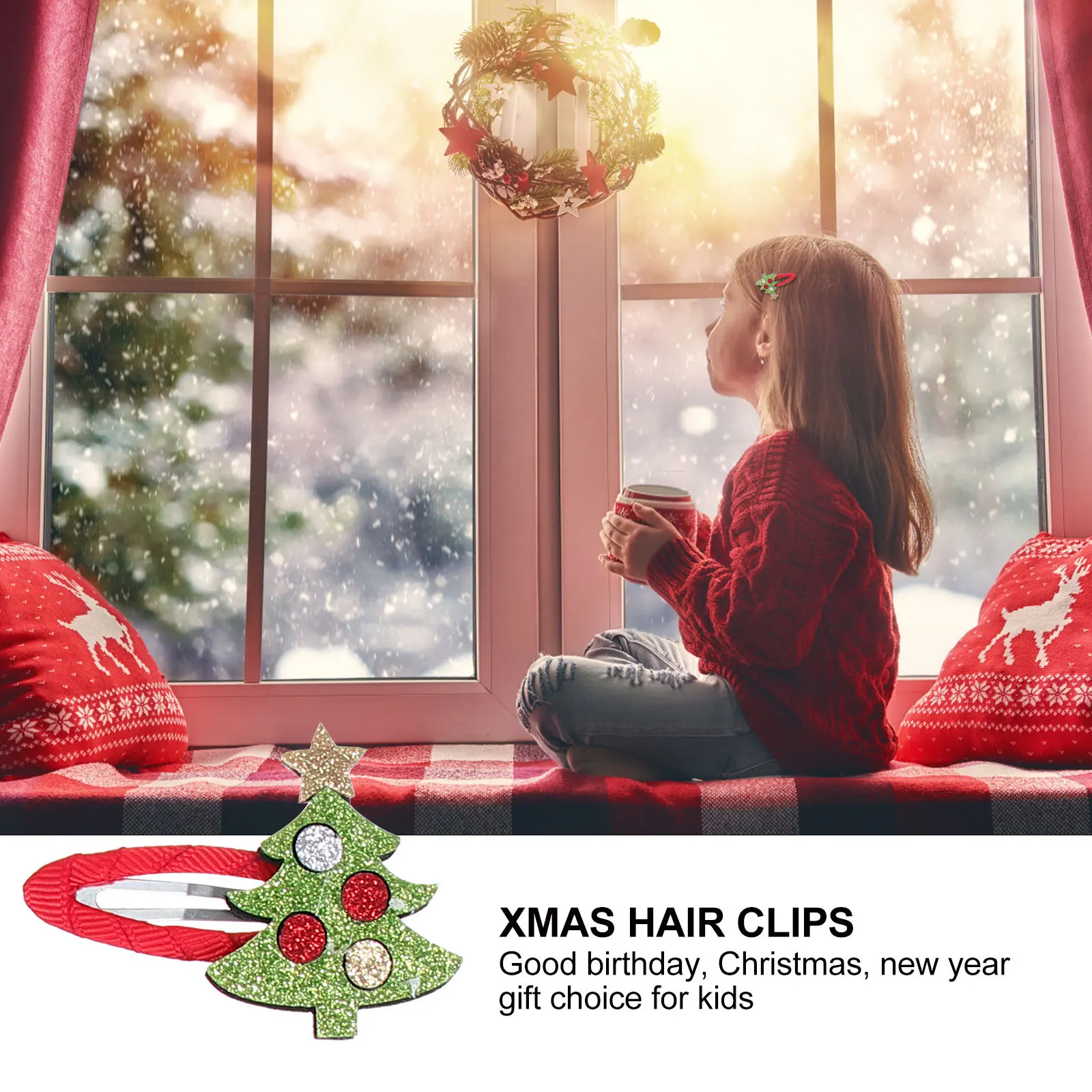 

16Pcs Christmas Hair Clips Xmas Barrettes Hairpins for Girls Toddlers Party Accessories Kids Headdress Birthday Gift