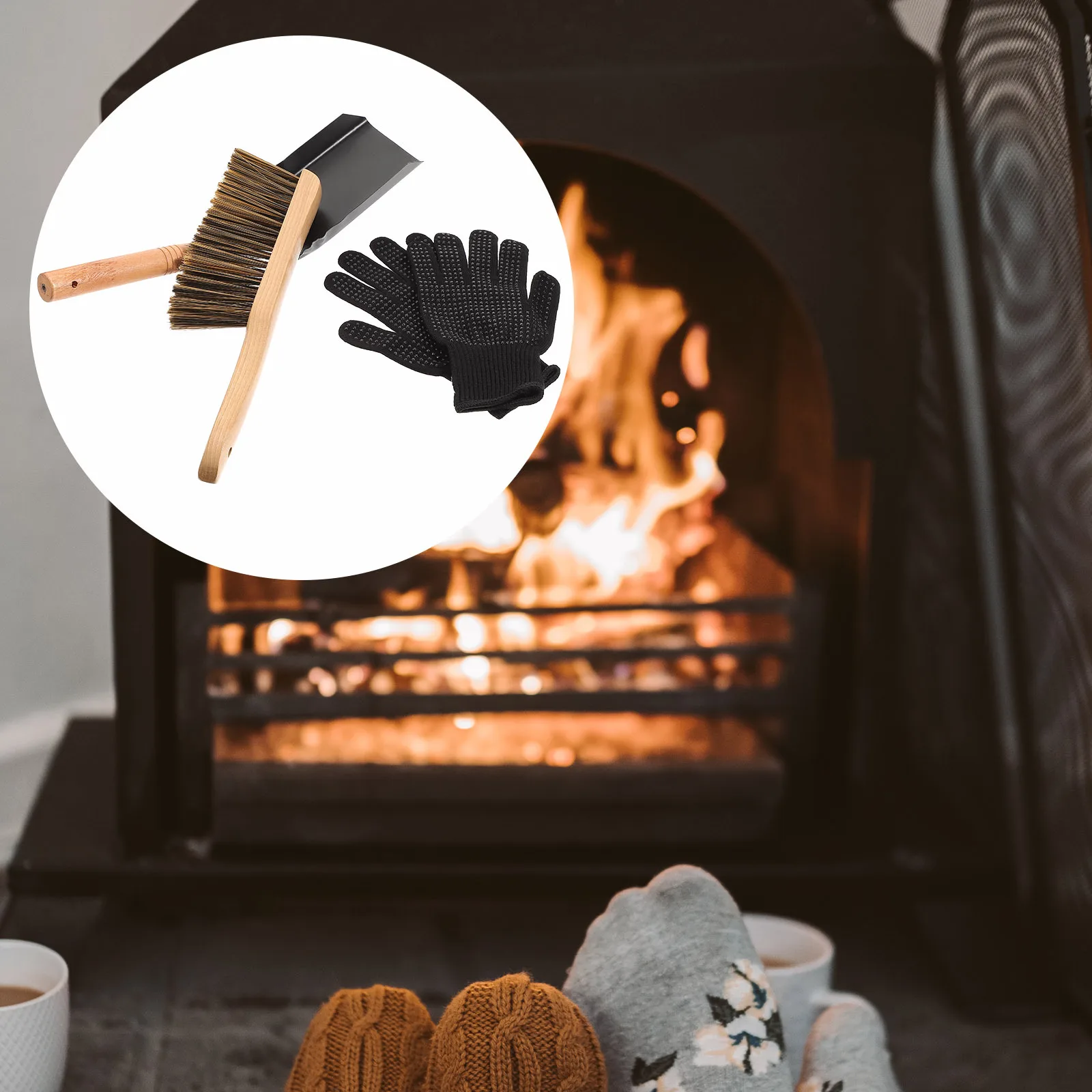 

Fireplace Ash Shovel Kit Stove Shovel Long Handle Cleaning Tool Wood Iron Practical Storage Garden Black Coals