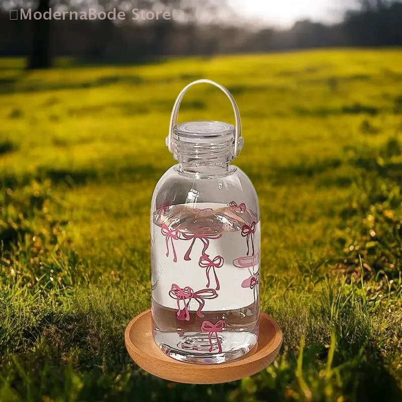 【M】زجاجة مياه بسيطة سعة 500 مل، كوب محمول جمالي للنساء، كوب بلاستيكي ذو سعة كبيرة لشاي القهوة في الهواء الطلق