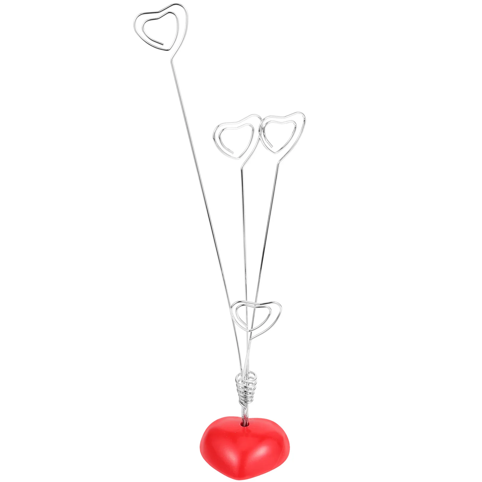 Hartvorm Fotohouder Opmerking Memo Clip Zilver Rode Kleur Hars Basis Desktop Decoratieve Herinneringen Frame Stand Gift