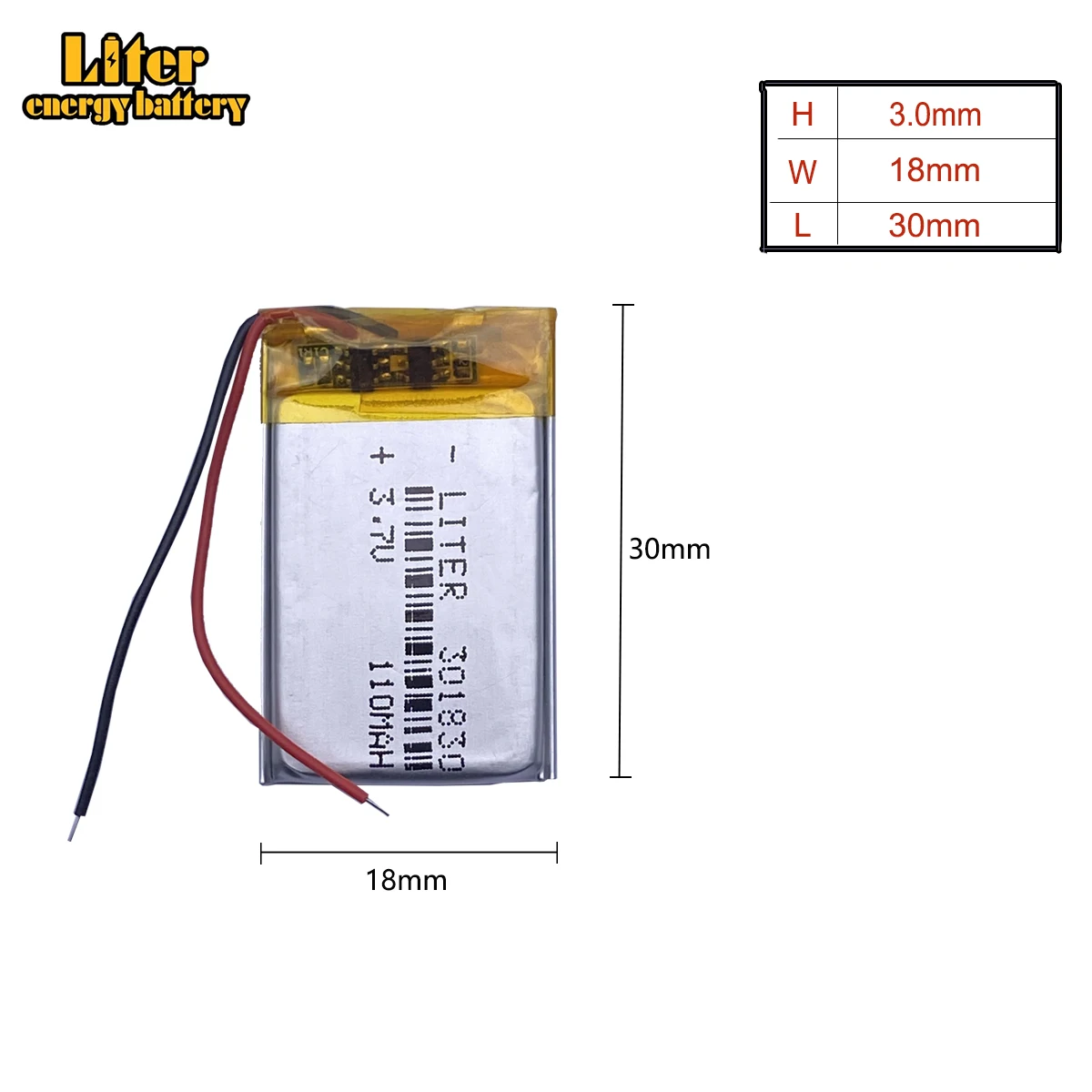 

MP3 MP4 3.7V lithium battery 301830 031830 110mah Bluetooth cell battery recorder Sound card