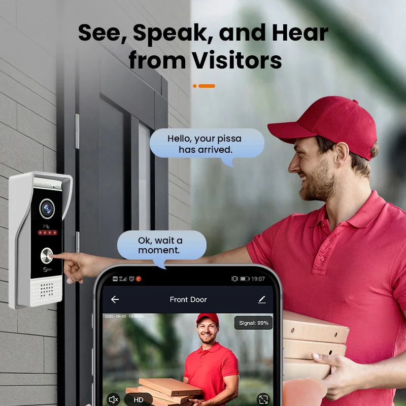 7/10 Inch Video Intercom 1080P Doorbell for Apartment 2-Monitors Kit in Private House Wifi Security Home System Swipe Unlock