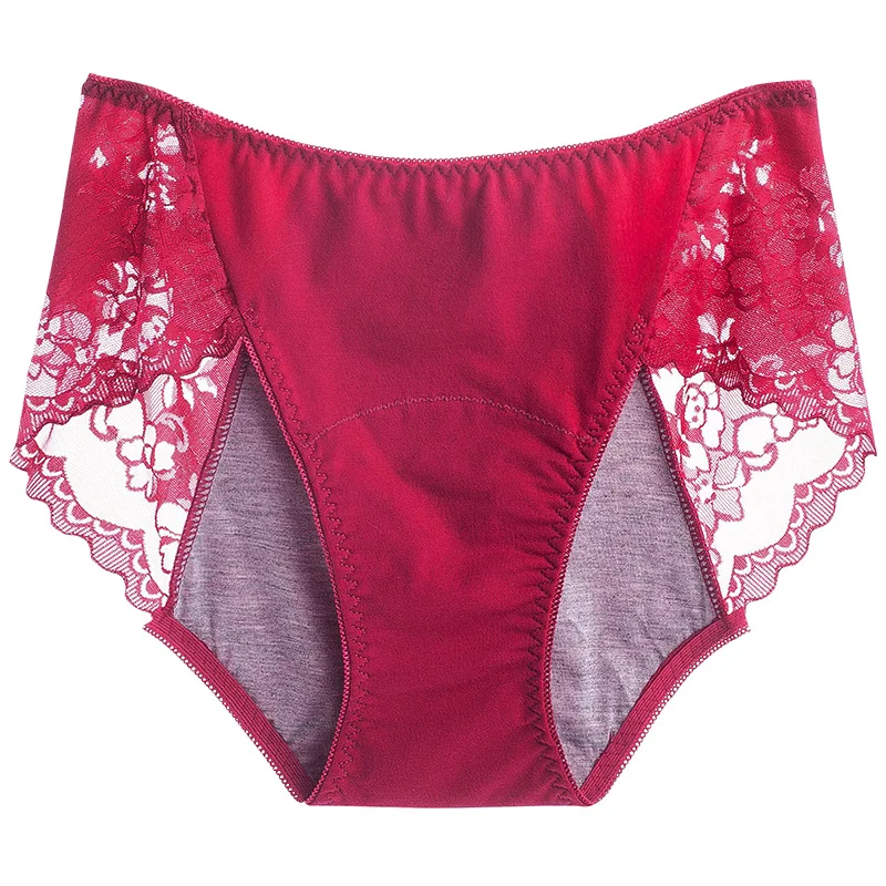 Hot Sale Mid-Rise Lace Menstrual Period Panties 3 Layers Absorbent Leak Proof Culotte Lengthened Menstrual Panties image 5