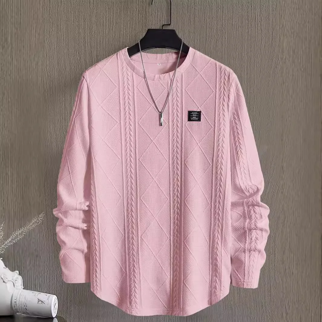 24/25 New Trendy Men's Retro Letter Collar Top Men's Round Neck Pullover Men's Casual Sports Versatile Sweatshirt