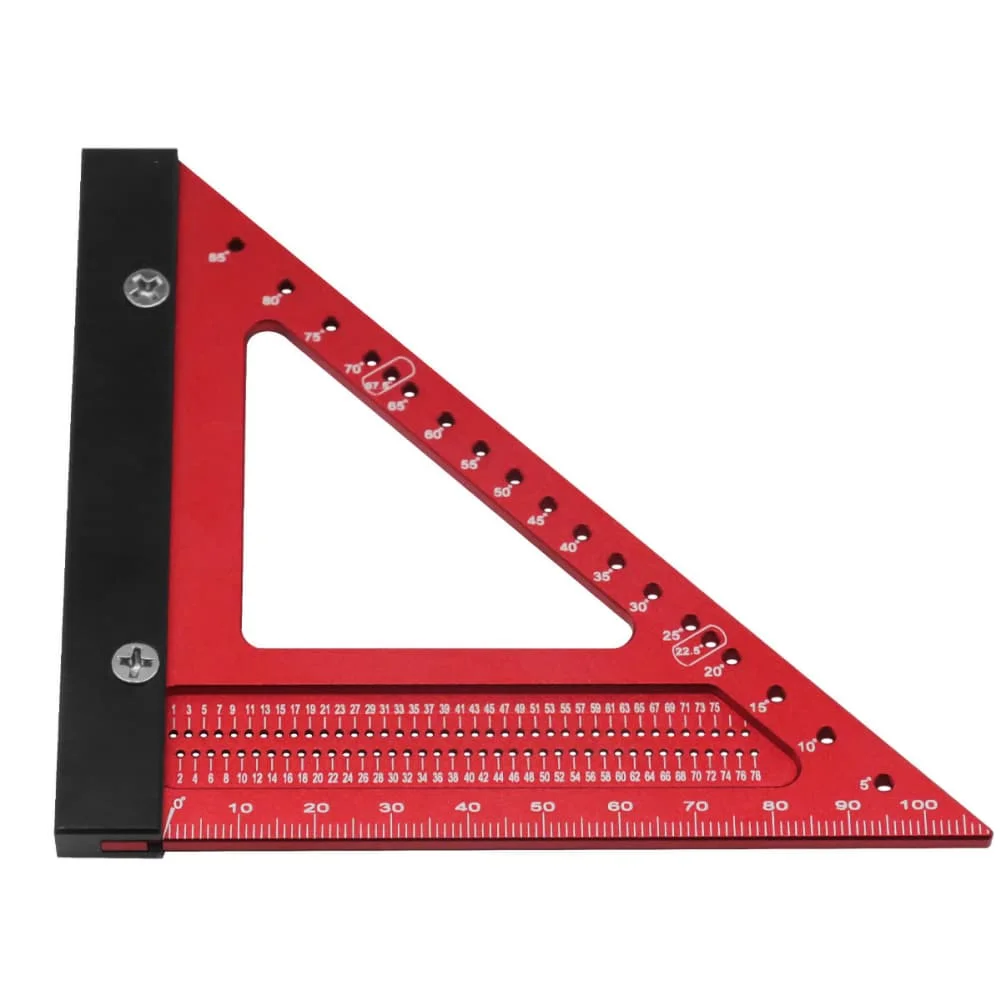 Aluminum Alloy Woodworking Triangle Ruler With Holes Measuring Gauging Tools Marker Angle Ruler For Carpentry Woodworking