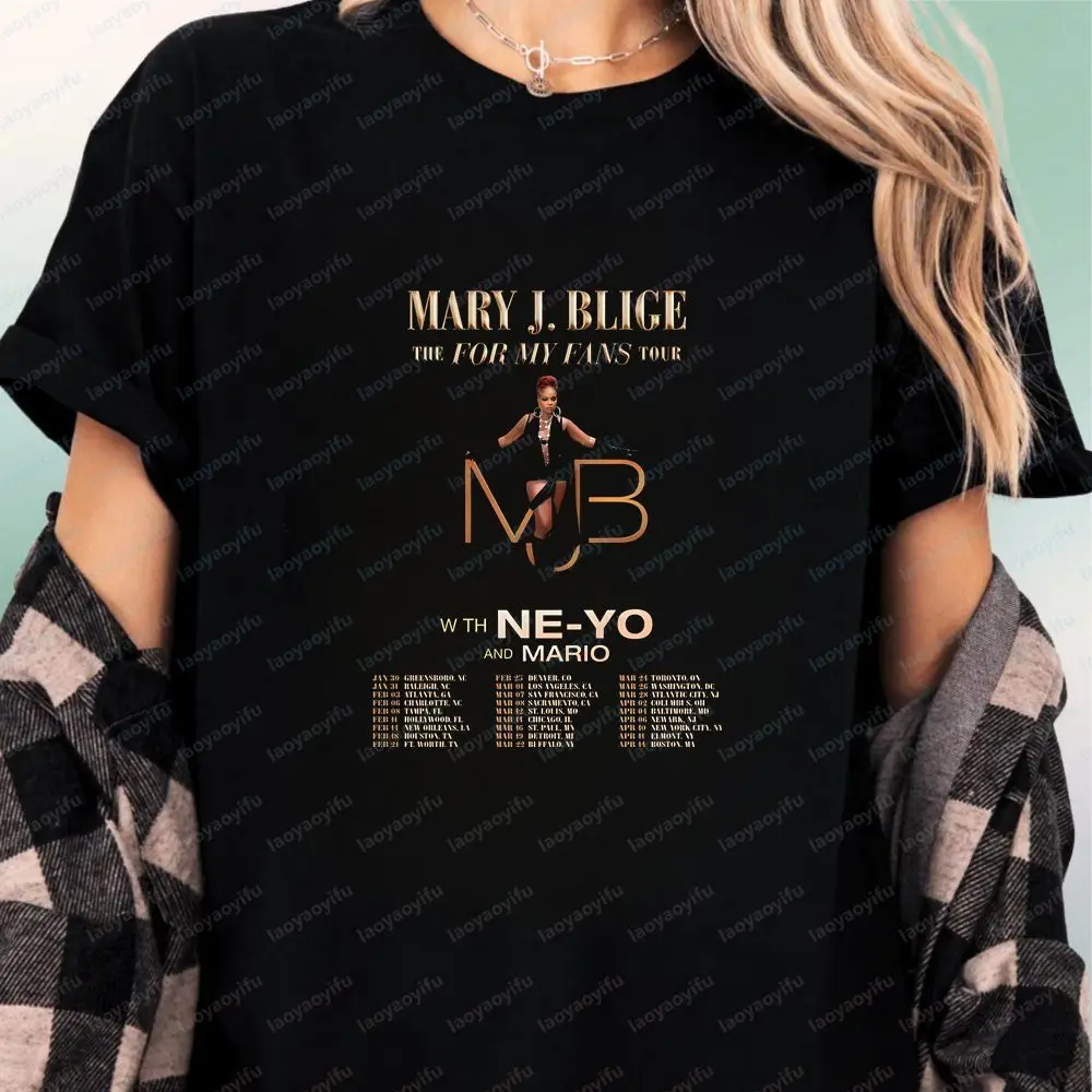 Mary J Blige Printed T-shirt - Gender-neutral Trendy Short-sleeved Top Suitable for Both Men and Women - Large Size T-shirt