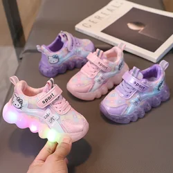 Cute Hello Kitty scarpe Casual per bambina bambini Led Light Sneakers scarpe per bambini scarpe da passeggio per bambini scarpe antiscivolo per bambini