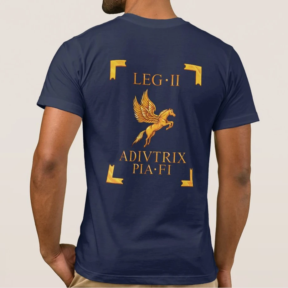 The 2nd Legion, Adiutrix Pia Fidelis. With Pegasus Displayed on The Back As A Legionary Vexillum T Shirt. 100% Cotton T-shirt