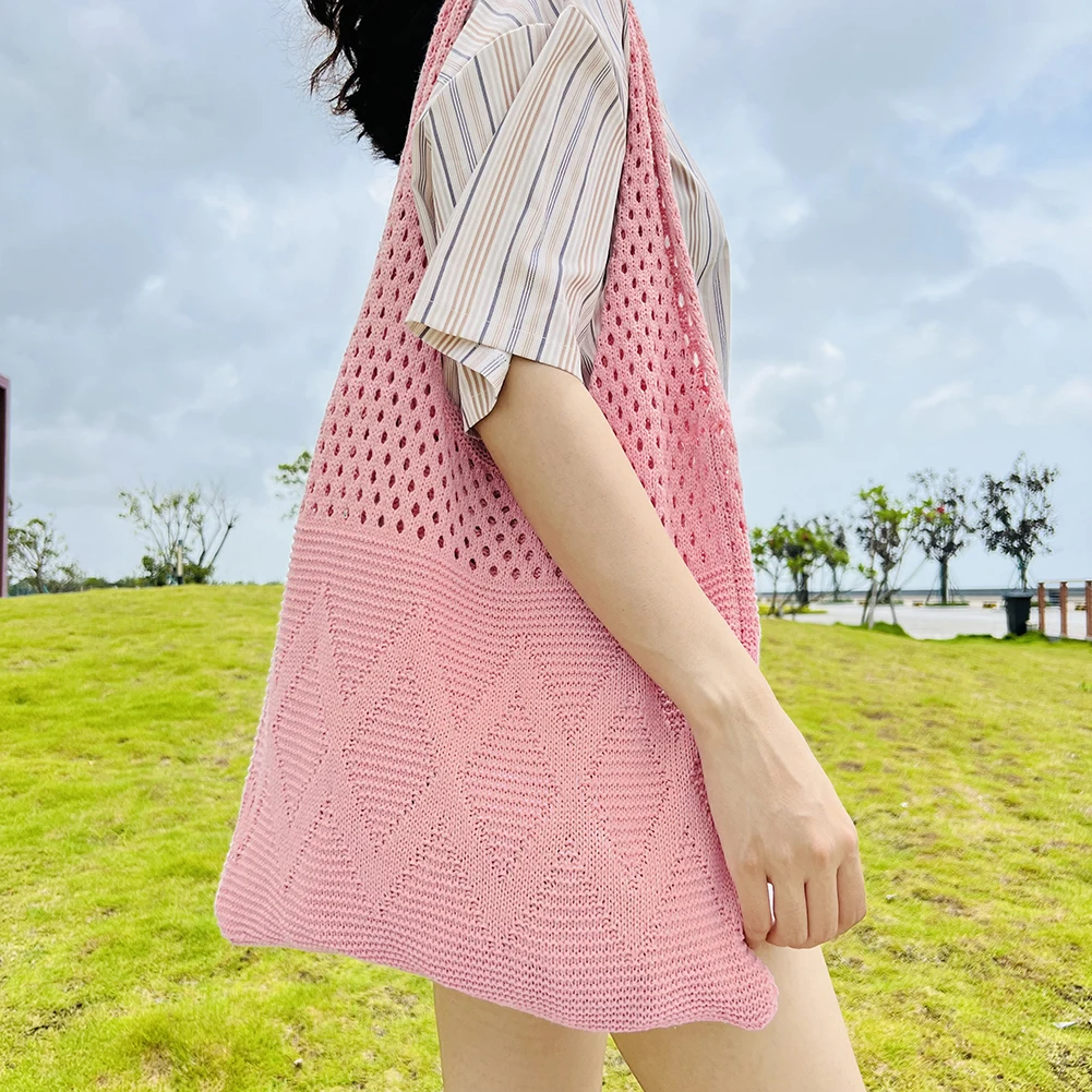 

Polyester Fiber Knitting Shoulder Bag Large Capacity Women Shoulder Bag Solid Color Shopping Handbags for Casual Shopping Travel