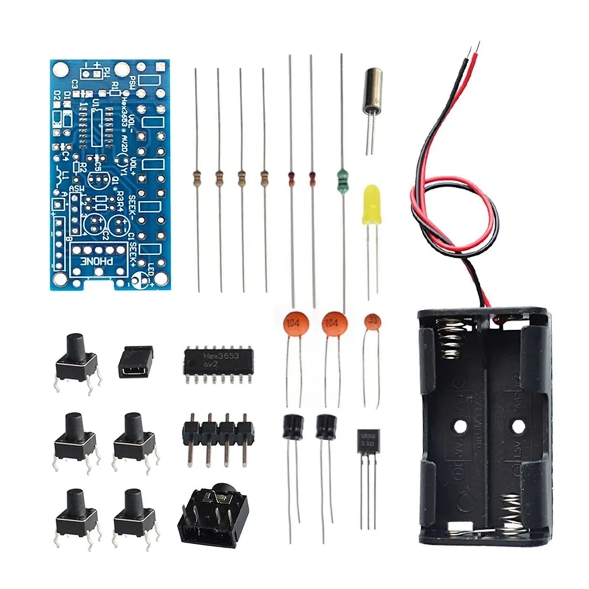 RDA5807 DIY Electronic Kits Wireless Stereo FM Radio Receiver Module PCB 76MHz-108MHz DC