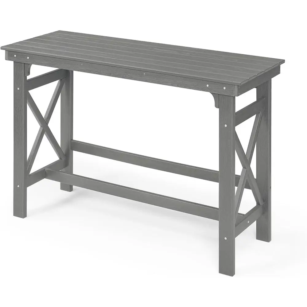 

Outdoor Bar Table 41, Weather-Resistant HDPE Adirondack Style, Counter Height Balcony Patio Furniture, Smoke Gray