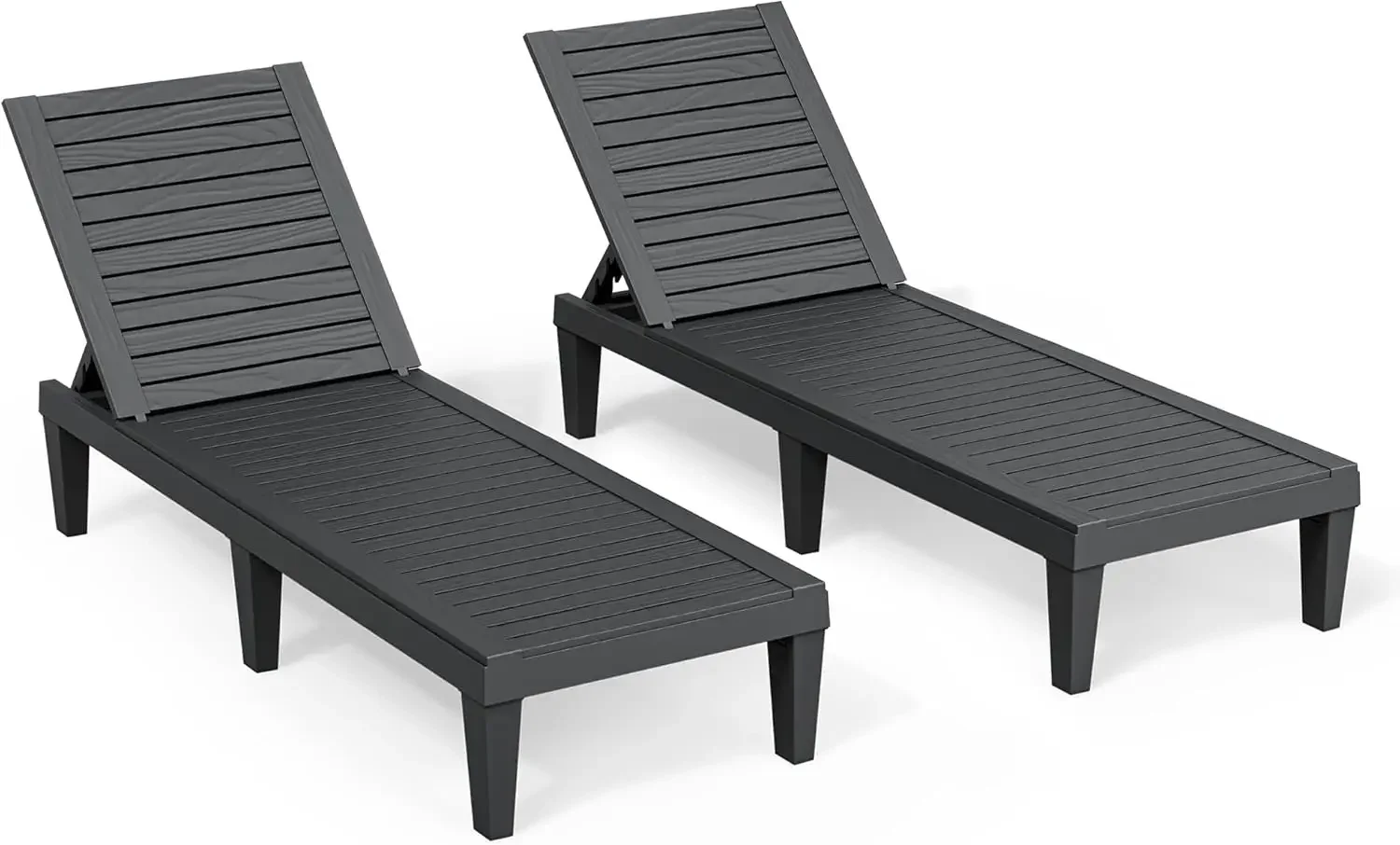 

Outdoor Chaise Lounge Chair Set of 2,Waterproof & Lightweight Lounge Chair Outdoor with 5-Position Adjustable Back, Patio Lounge