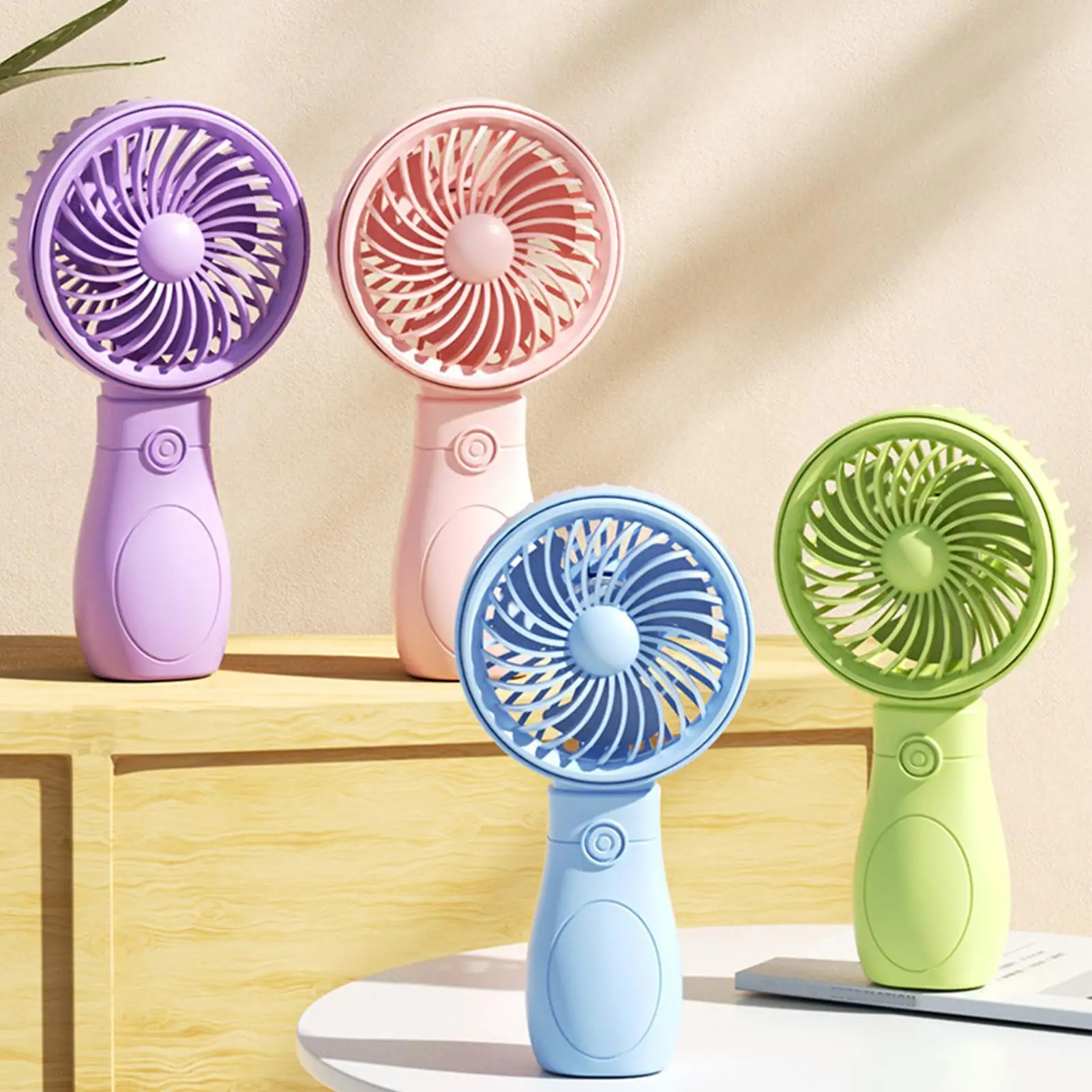 Mini Handheld Fan 3-Speed Strong Wind USB Rechargeable Long Lasting Portable Desk Fan For Students Office Outdoor Travel Camping