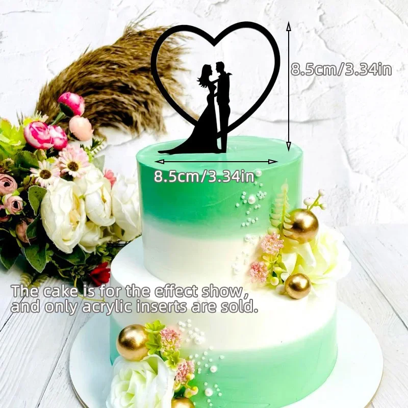 Schwarzer Acryl-Kuchenaufsatz „Mr. Mrs“, elegantes Braut- und Bräutigam-Paar für Hochzeit, Jahrestag, Valentinstag, Party-Dekorationen – Detail 4