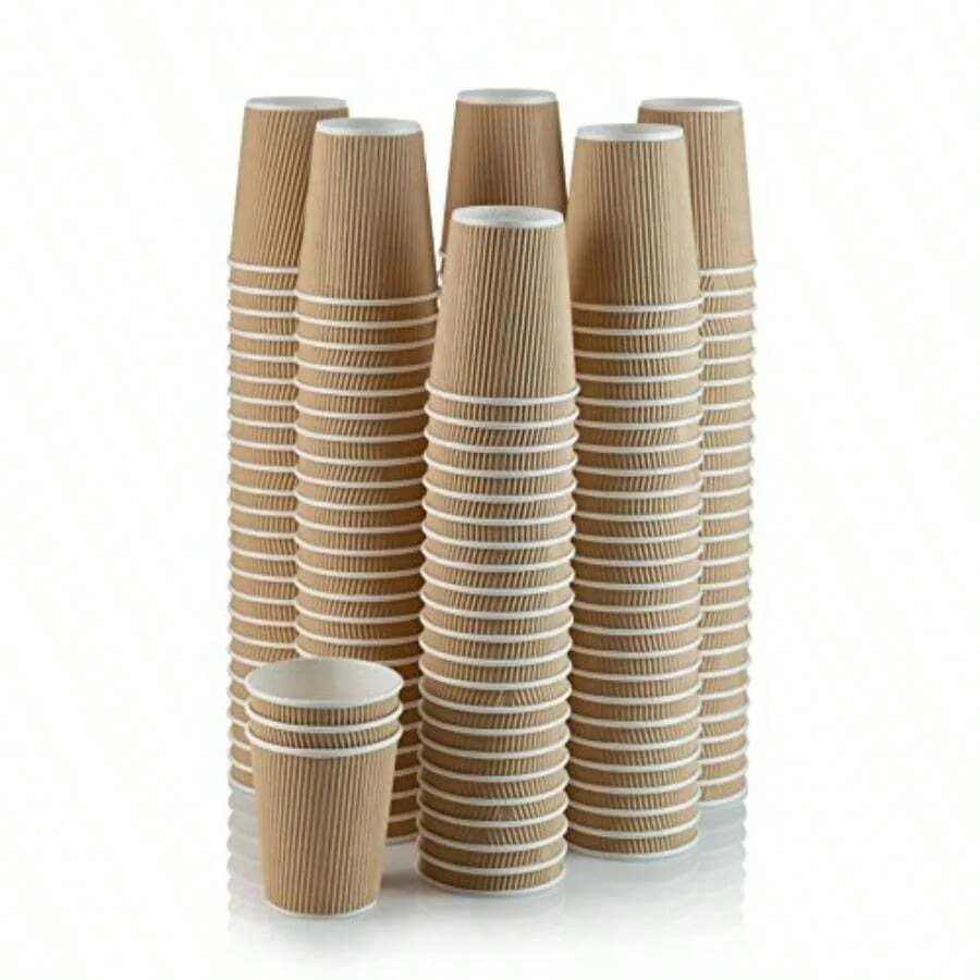 

Set Of 150 Ripple ulated Kraft 12 Oz Paper Cups Coffee Tea Hot Cups 3 Layer Rippled Wall For Better ulation Perfect For Cappucc