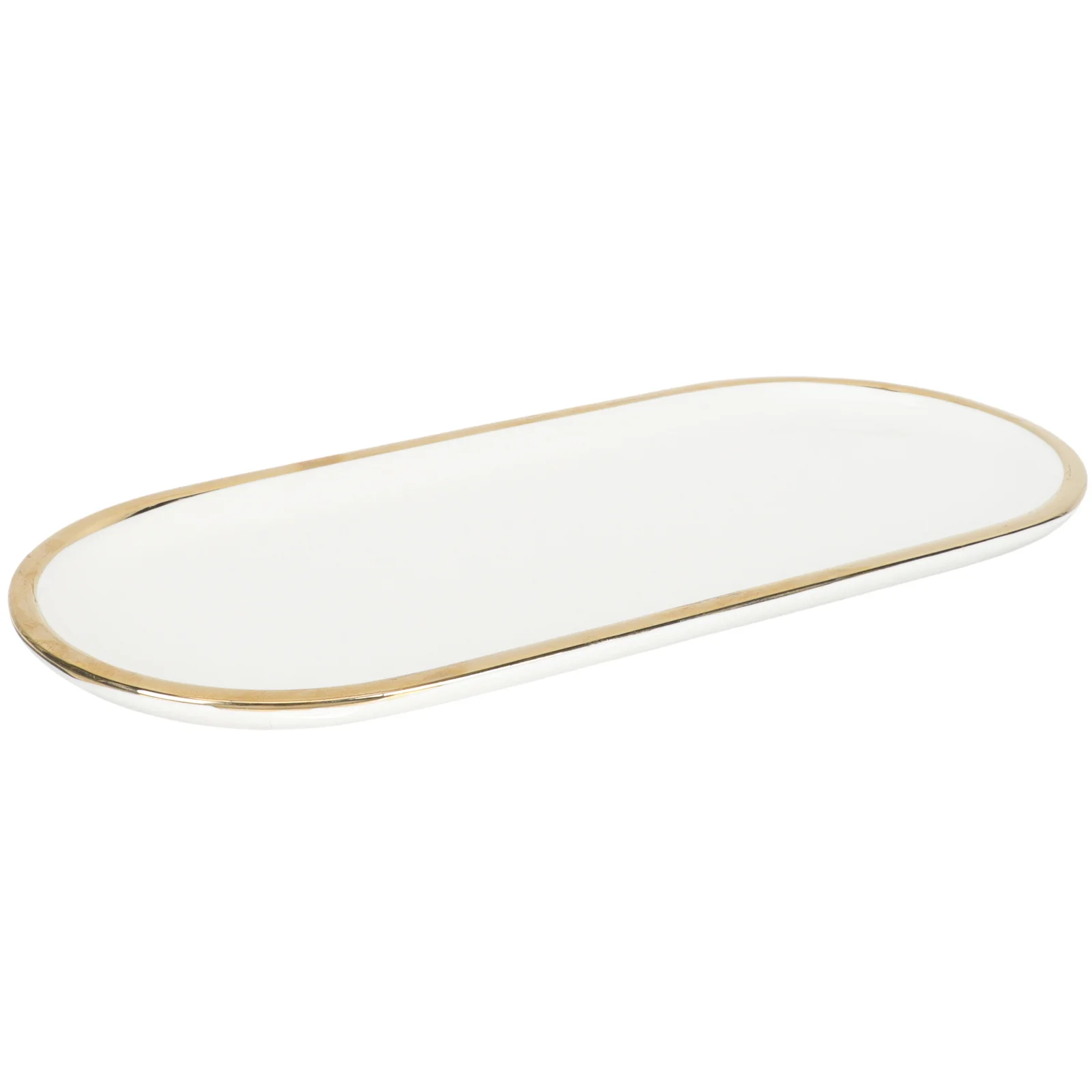 

Ceramic Jewelry Tray Elegant Oval Rimmed Charm Storage Plate for Dresser Table Home Decoration Ceramic Jewelry Tray