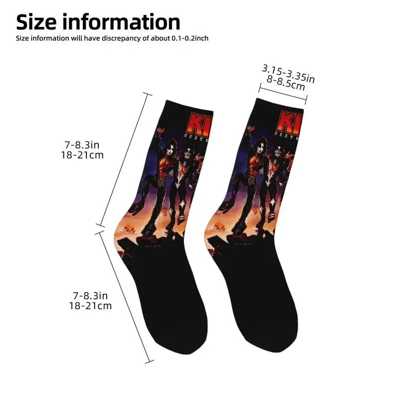 Śmieszne męskie skarpetki Heavy Metal Rock Band Kiss Dress Sock Unisex Oddychające Wygodne skarpetki Rock And Roll Crew z nadrukiem 3D