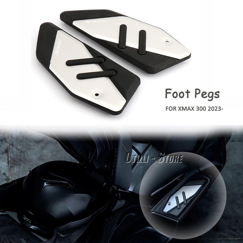 Motorcycle Aluminum Rubber Foot Pegs Plate Skidproof Pedal Plate Footrest Footpads For Yamaha XMAX 300 2023 - 2024