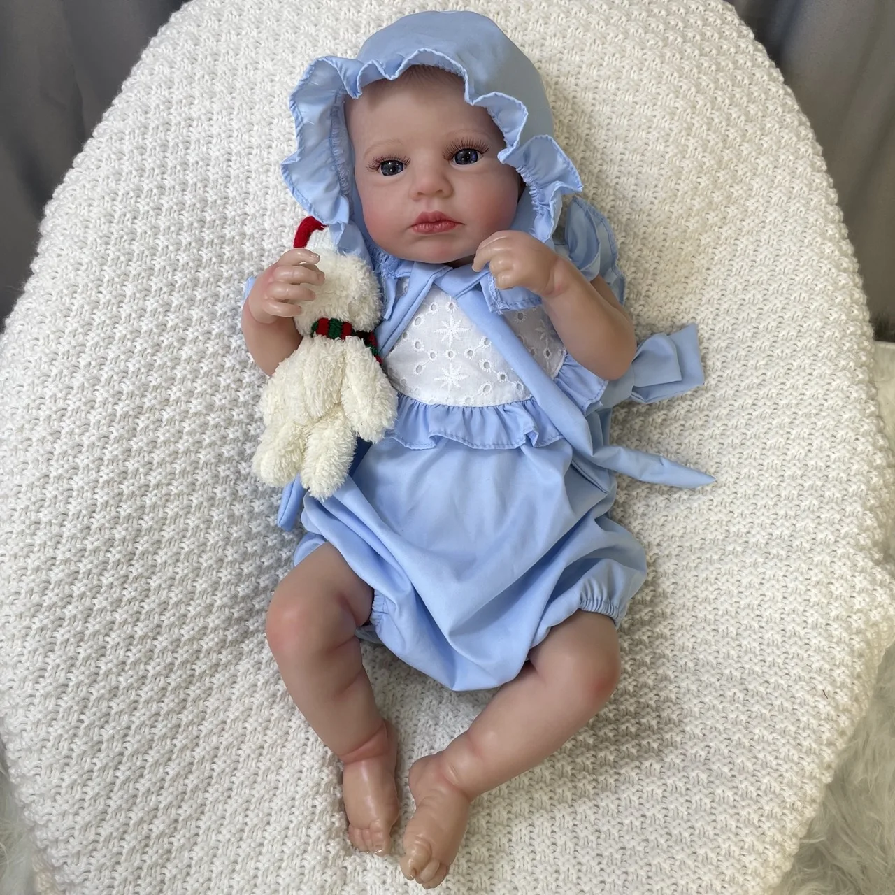 MRB 50CM LouLou Awake Reborn Baby Doll Open Blue Eyes Princess Girl 3D Skin Visible Veins Collectible Doll Toy Christmas Gift