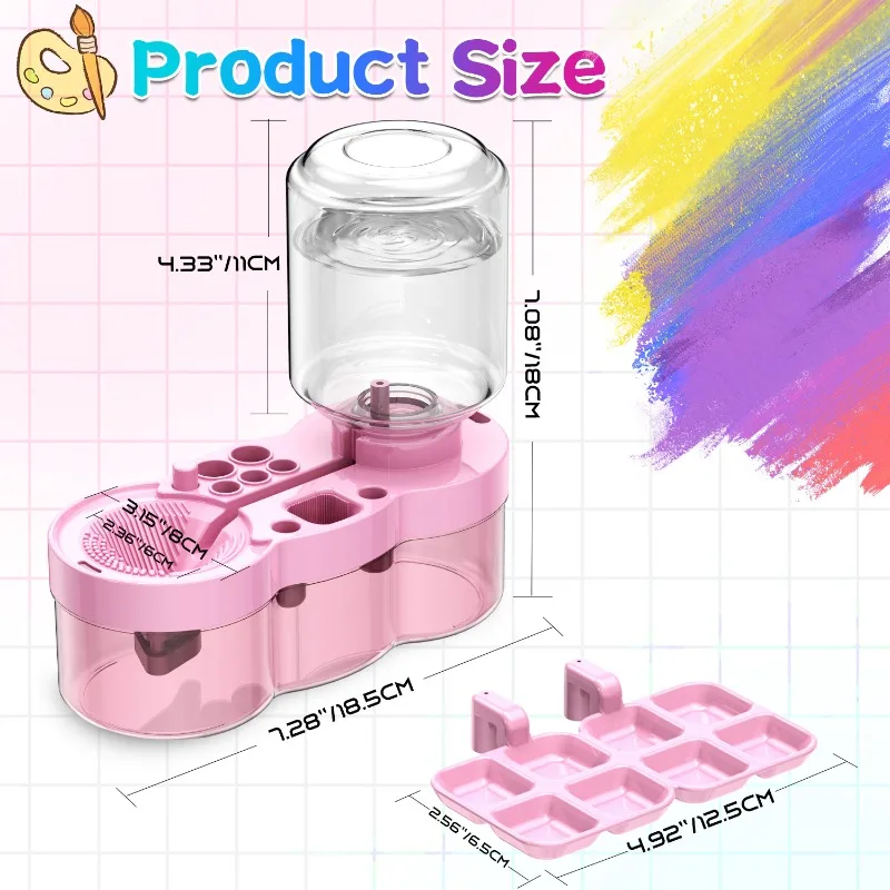 Paint Brush Washer Automatic Water Circulation Brush Cleaning Machine with Drain Button for Acrylic Water Based Painting Brush