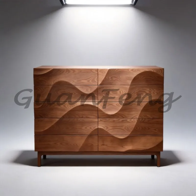 Wave Panel Modern Simple Sideboard Living‑Room Storage Cabinet Elegant Buffet Display Furniture