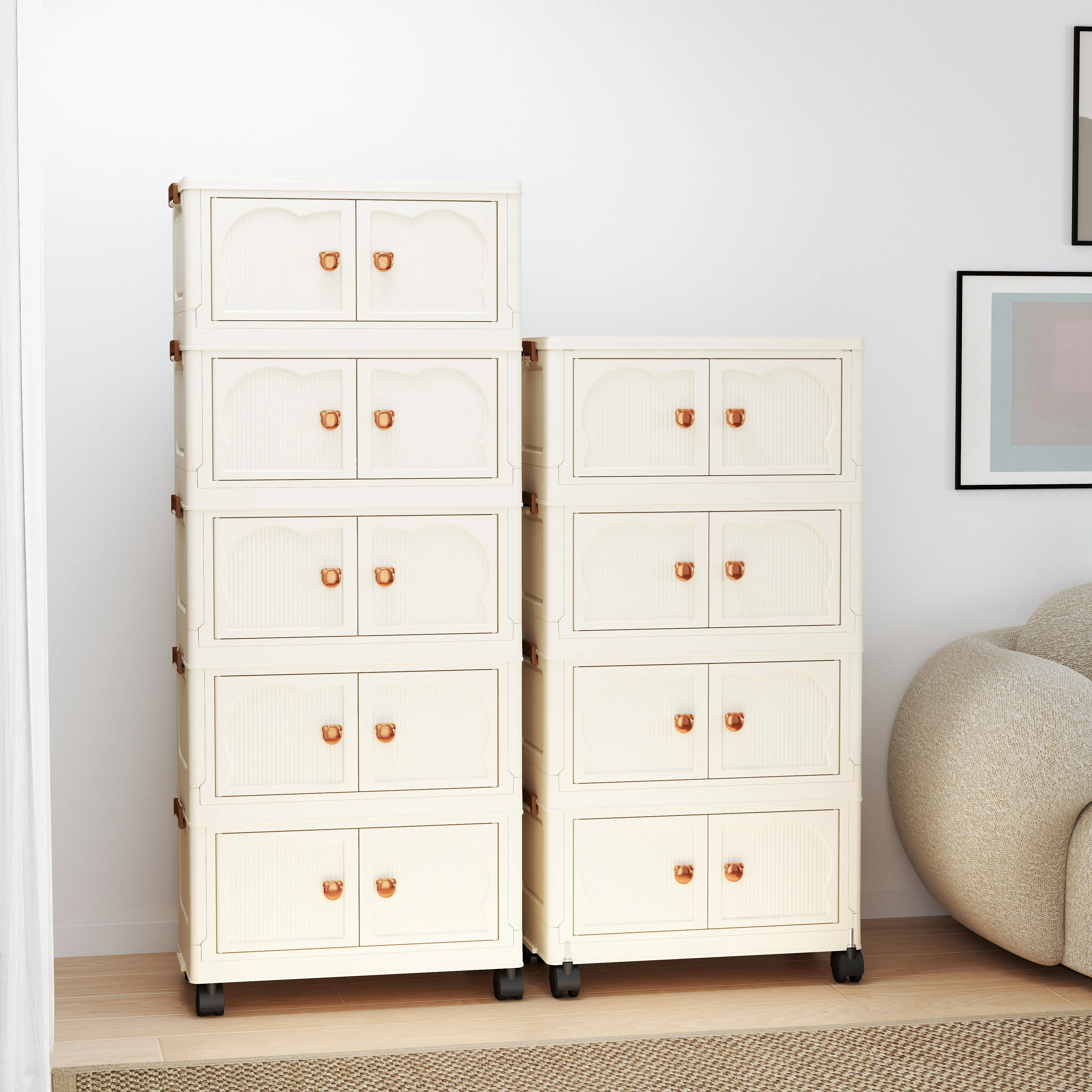 3/4/5Layer Folding Cabinet,Collapsible Storage Box,Household Toy/Snack Organizer,Space-Saving Living Room Cabinet,Storage Units