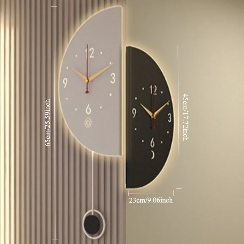 Unique Design Double Side Living Room Wall Clocks Pendulum Noiseless Modern Nordic Simple Bedroom Wall Watch Home Decoration