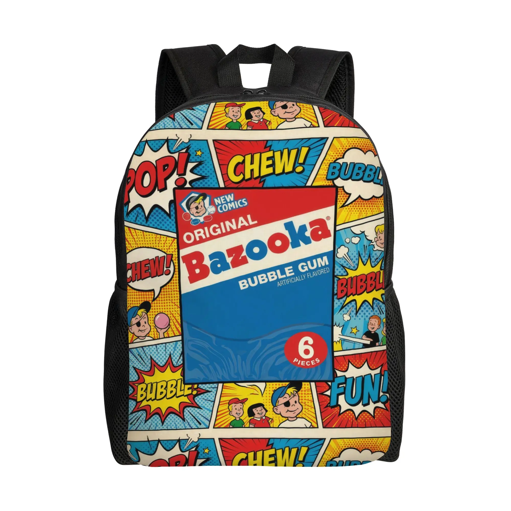 

bBazooka Ring Pop Original Bubble Gum Comic Backpack Men Sporty Fashionable mochila Large Capacity Laptop Bag Back To School