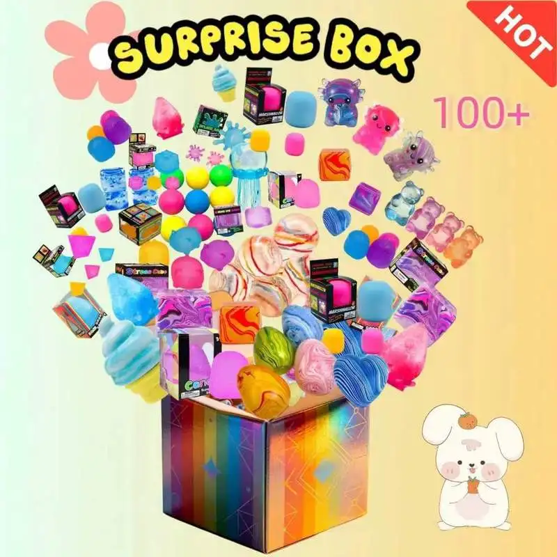 Blind Box Random‑Patterned Ice Cube Maltose Drop‑Shaped Stress‑Relief Toy, Rebound, High‑Appearance‑Level, Squeeze‑Toy