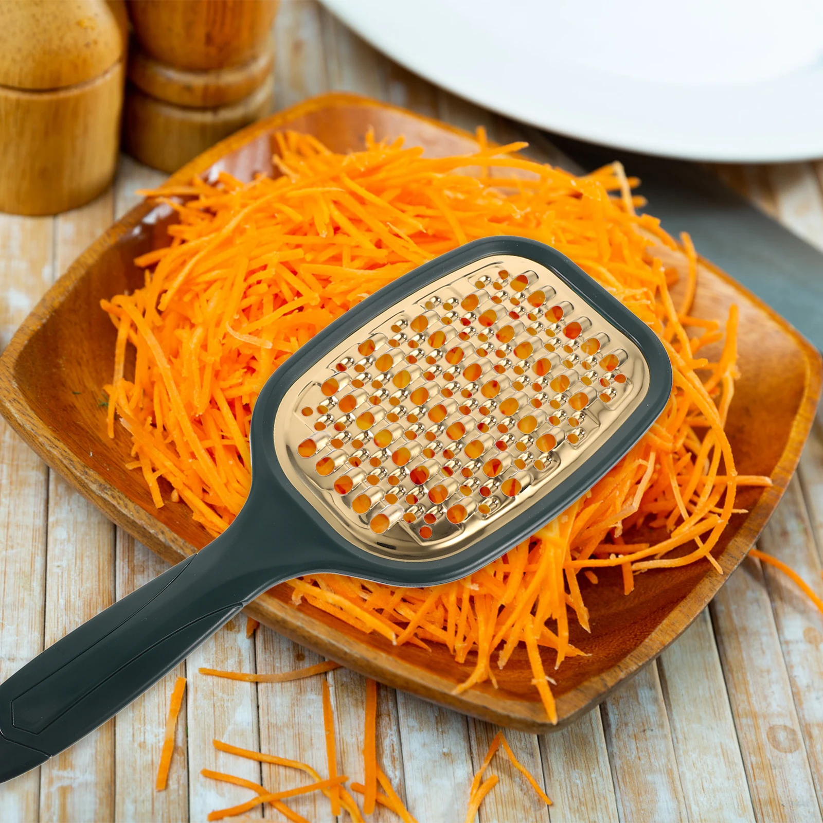 

Plastic Vegetable Grater Potato Carrot Shredder Kitchen Tool Golden Green Handle Multi Function Food Processor Handheld