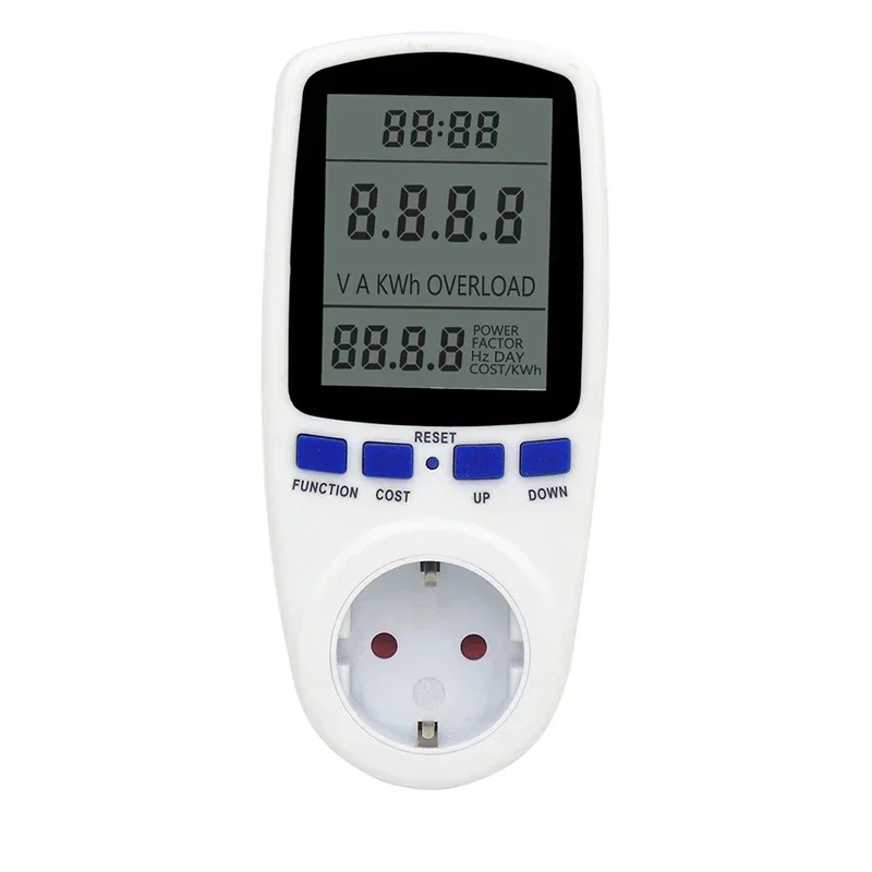 الاتحاد الأوروبي التوصيل الجهد الرقمي Wattmeter السلطة متر استهلاك واط الطاقة كيلوواط ساعة المقبس 220 فولت 230 فولت التيار المتناوب رسوم الكهرباء محلل رصد