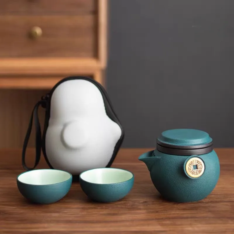 Camping Tea Ceremony Set Tea Accessories Tools Full Treasure Travel Set Ceramic Hand Pot Portable Outdoor Travel Maker