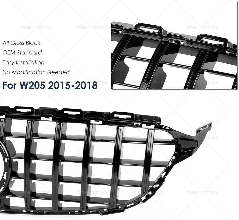 Voor 2015-2018 2019-2021 W205 C-Klasse Mercedes Benz C180 C200 C250 C300 C400 GT Voorbumper Grille Hood Grill Met Camera Gat