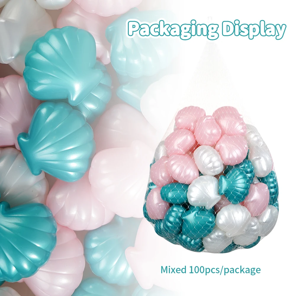 100pcs Balls Pit Ball Shell Shape Pearl Multi-color for Kids Play Children's Party Toys Water Summer Toys on the Beach