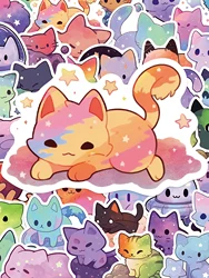 Autocollants waterproof motif ciel étoilé chat, lot de 50 pièces, stickers, dessin animé, pour ordinateur portable, bouteille d'eau, valise, casque, Lotion, planche, salariés, DIY