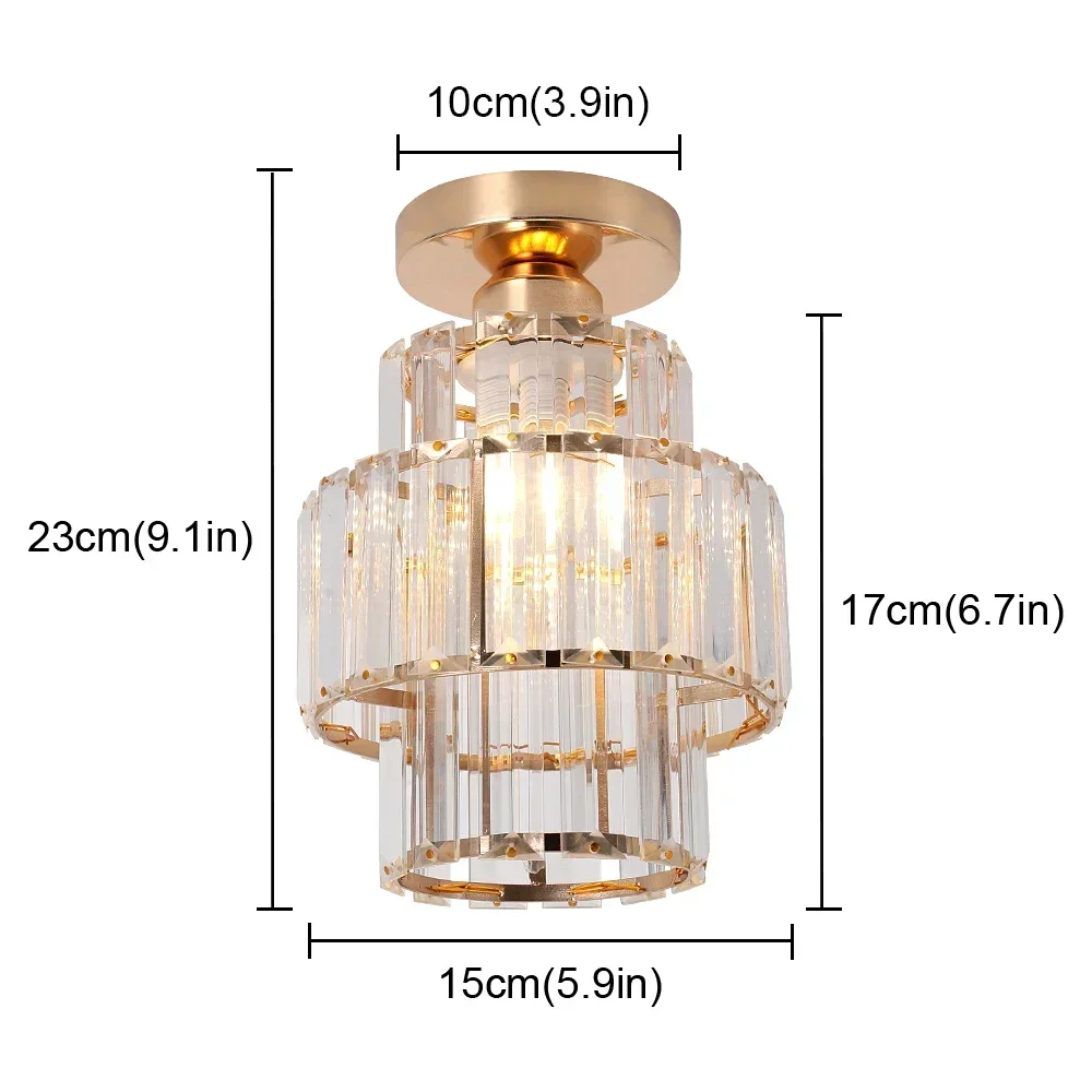 Vinilky Moderne Kristall-Deckenleuchte, Unterputz-Deckenleuchter, Lampe, LED, Schlafzimmer, Flur, Eingang, Beleuchtung, E27, Gold, Schwarz 8