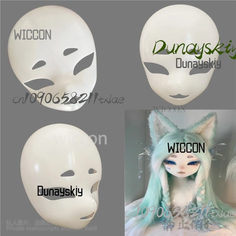 애니메이션 고양이 여우 머리 해골 마스크 Fursuit Kigurumi 모피 코스프레 동물 야수 해골 DIY 두꺼운 플라스틱 마스크 할로윈 맞춤형